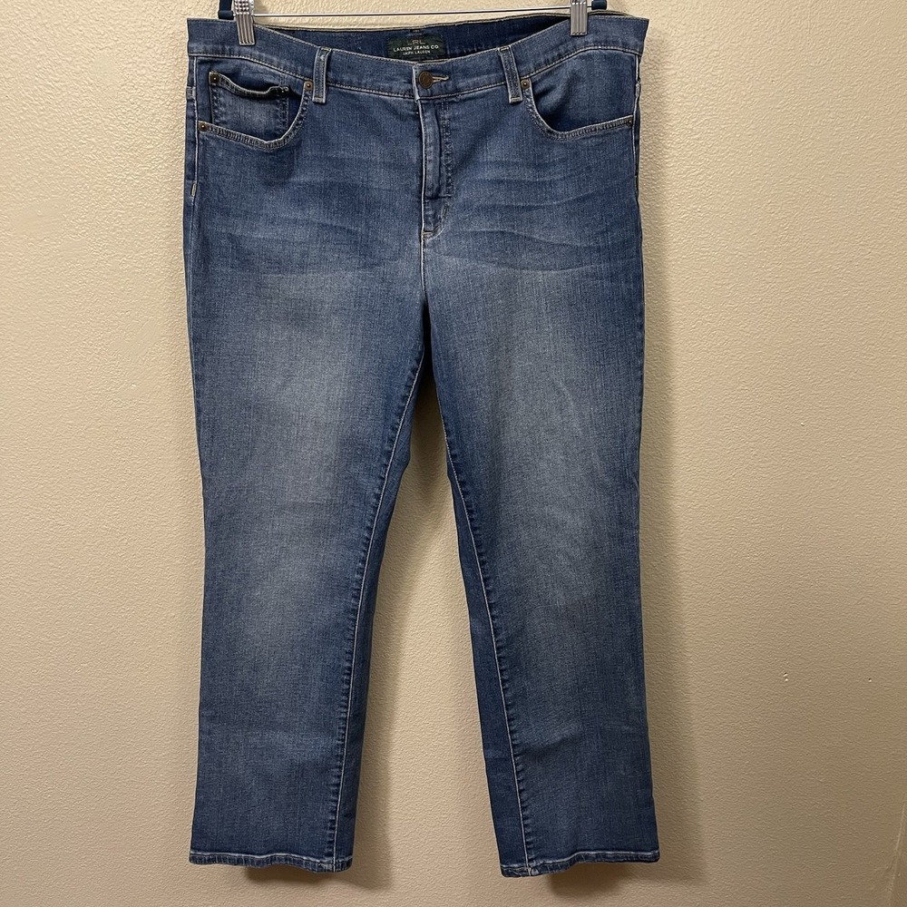 Lauren Ralph Lauren Women's Blue Denim Jeans Straight Leg Stretch Sz 16 38 X 29